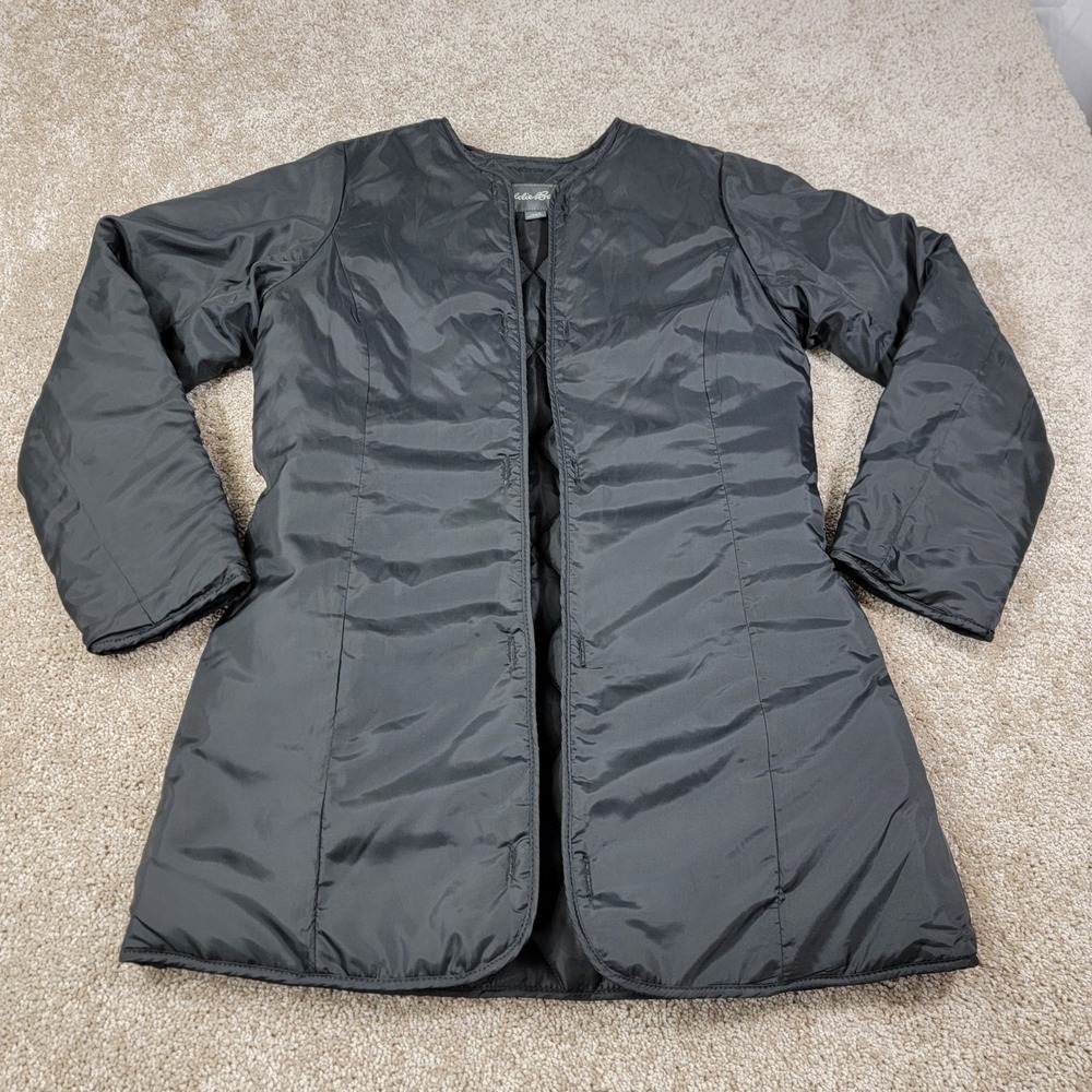 Eddie Bauer Quilted Barn Coat Lightweight Jacket Black Casual Small Read